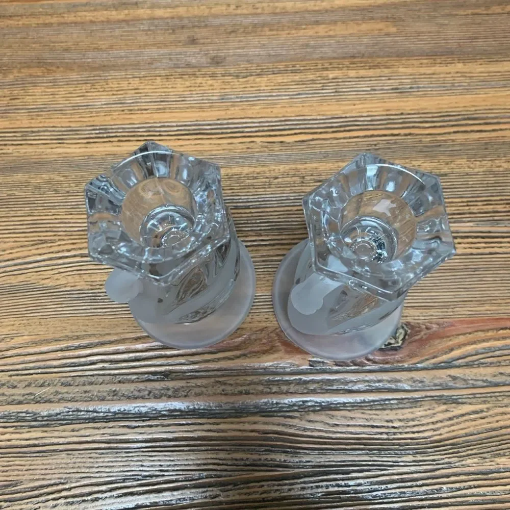 PartyLite Crystal Swan Pair Elegant Candle Holders NWOT